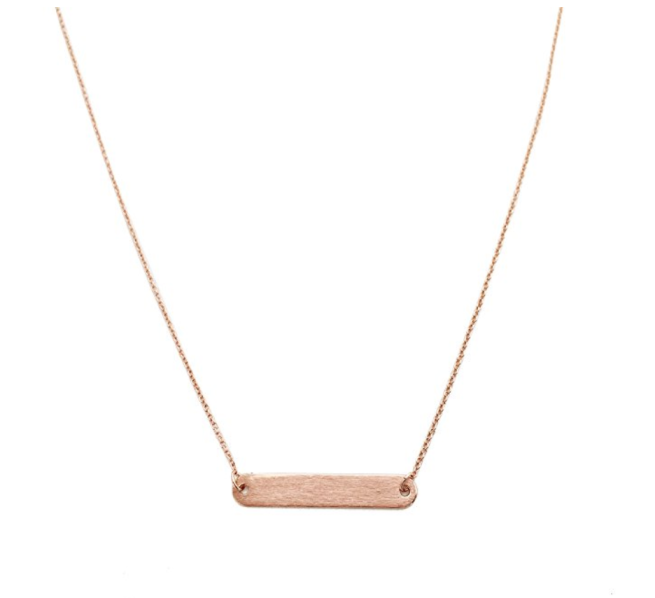 HONEYCAT 18K Rose Gold Plated Round Edge Bar Necklace